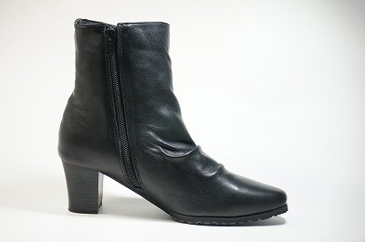 Japan-made boots low backlash hurt leather tired no shoes shoes Black Womens shoes yuriko matsumoto cute heels